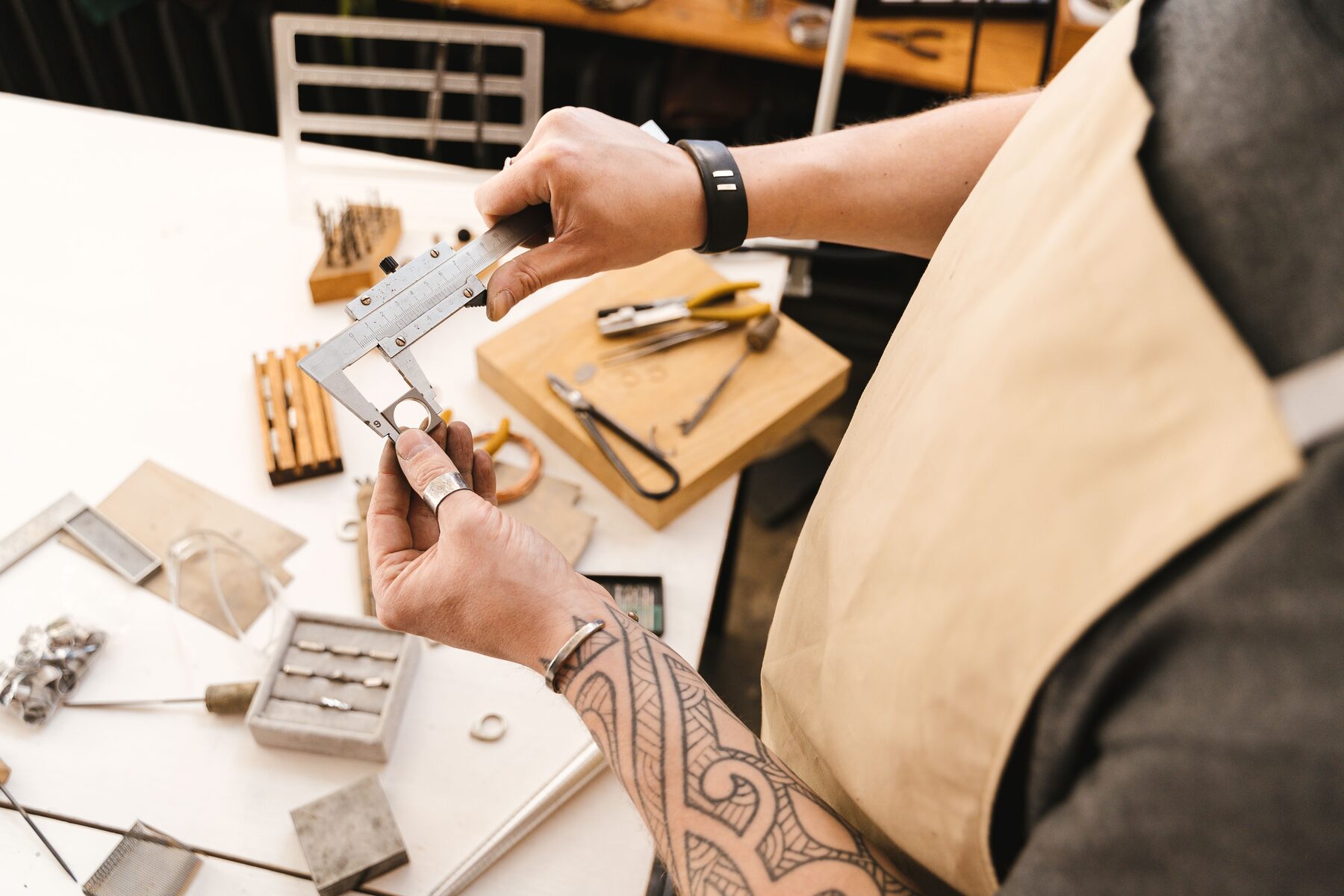 Quality inspector checking product measurements and workmanship